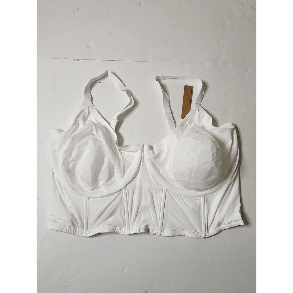 Skims Logo Shine Demi Corset Bra Womens 44DDD Marble Boned Adjustable Straps